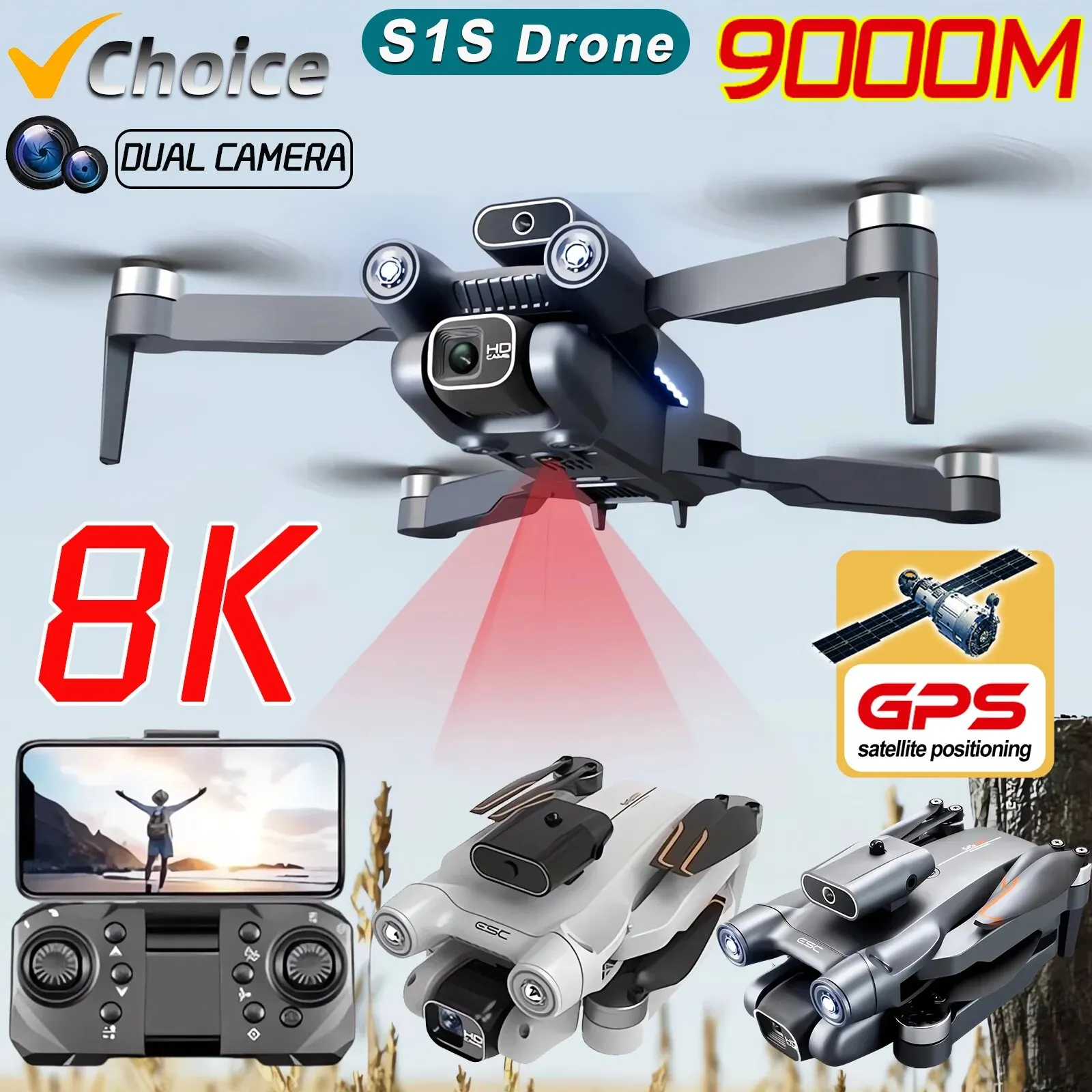 Drone Kit Professional - S1S 5G GPS Drone Caméra 8K,